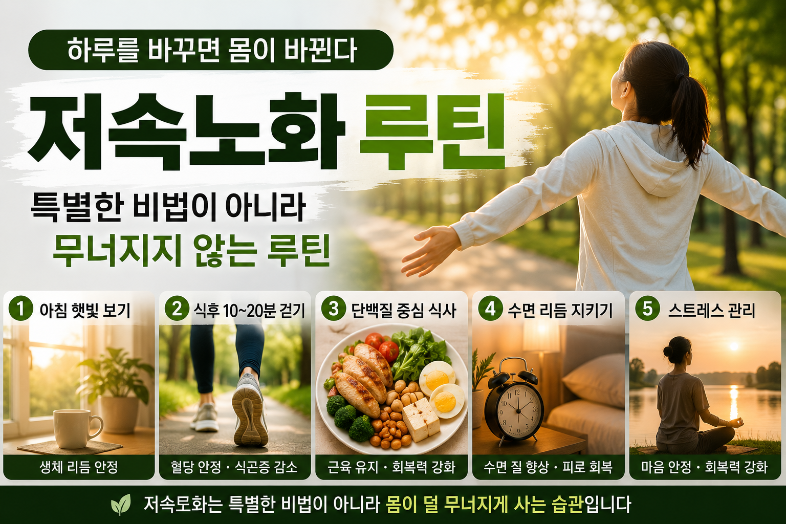 하루를 바꾸면 몸이 바뀐다 — 요즘 사람들이 말하는 '저속노화 루틴'